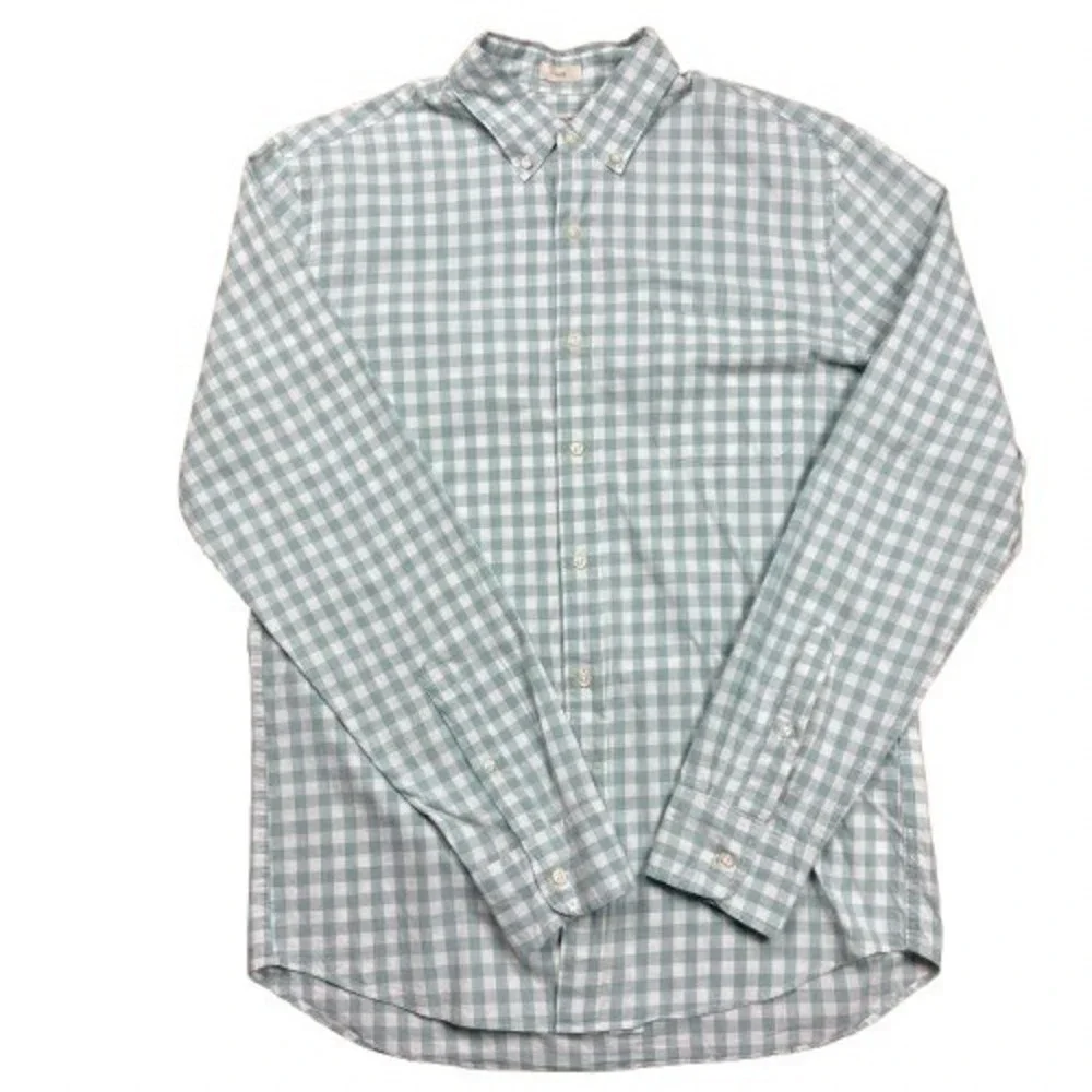 J. Crew Stretch Secret Wash Slim Fit Button Down Shirt Gingham Check Size Medium